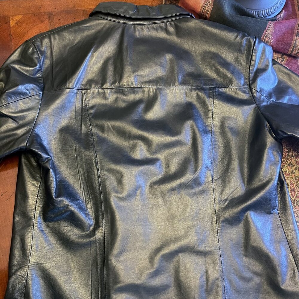 COPY - Black Lambskin Leather Shirt/Jacket fitted shacket by Wilson Leather - Picture 10 of 13